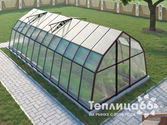 Теплица Рада Таймыр из поликарбоната, 3,5x8 метров, коричневая